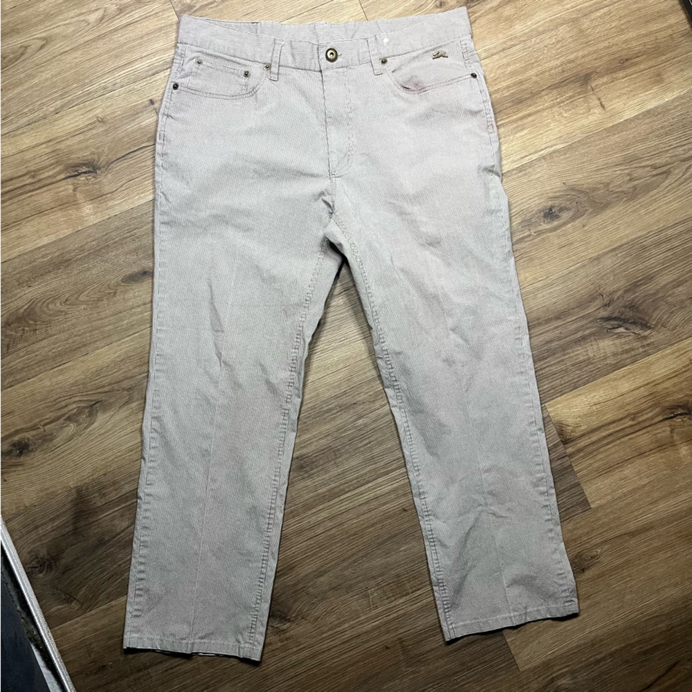 A.‎ Tiziano Brown And Cream Plaid Straight Leg Pants Men's Size 36x27.5 *Read*